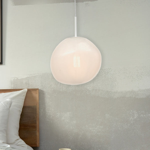 Lámpara colgante moderna Thalendra de vidrio lechoso blanco
