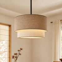 Ullr Linen Double Fabric Drum Pendant Light