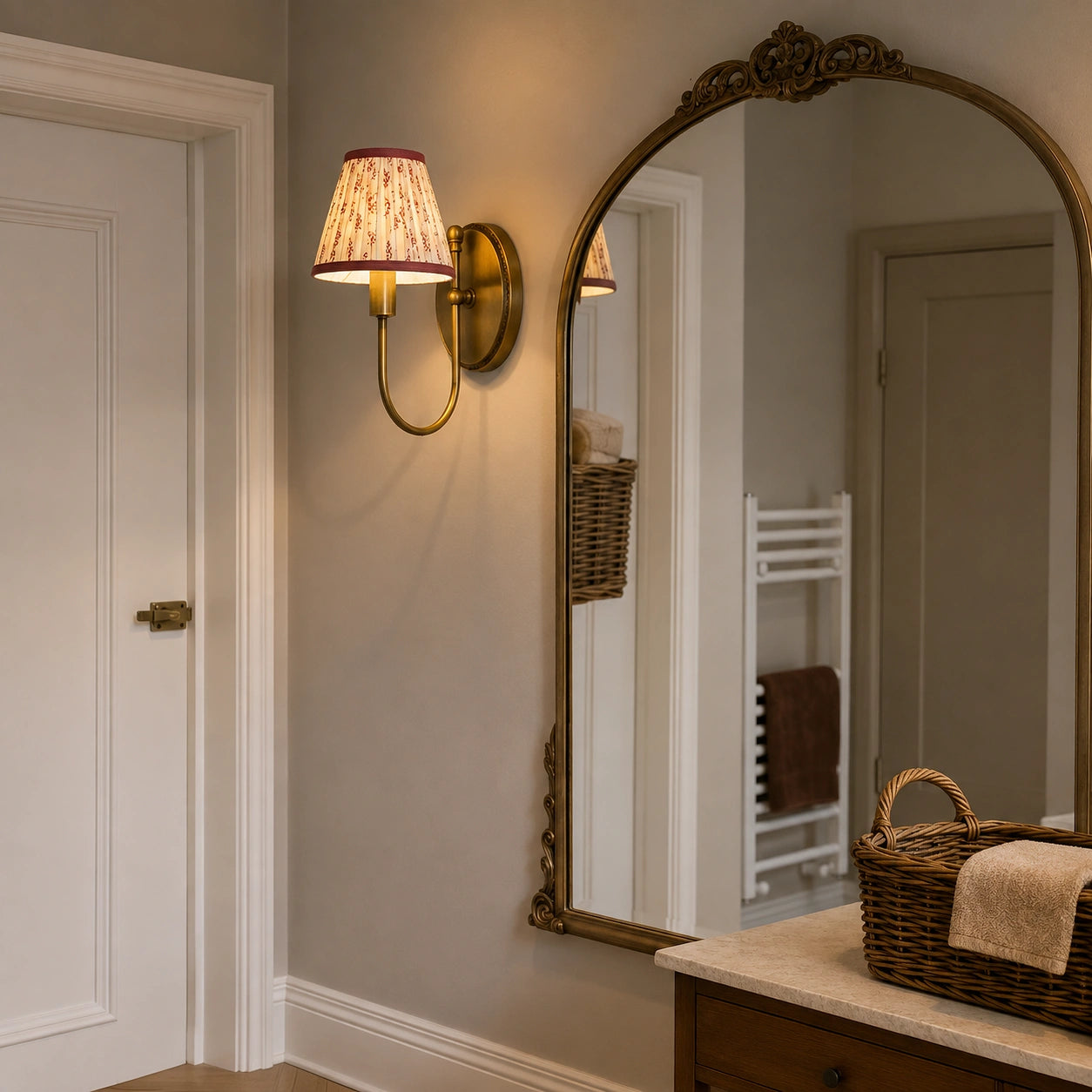 Vardan Vintage Fabric Shade Wall Sconce