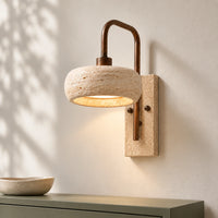 Vela de pared Wabi-Sabi de travertino y alabastro