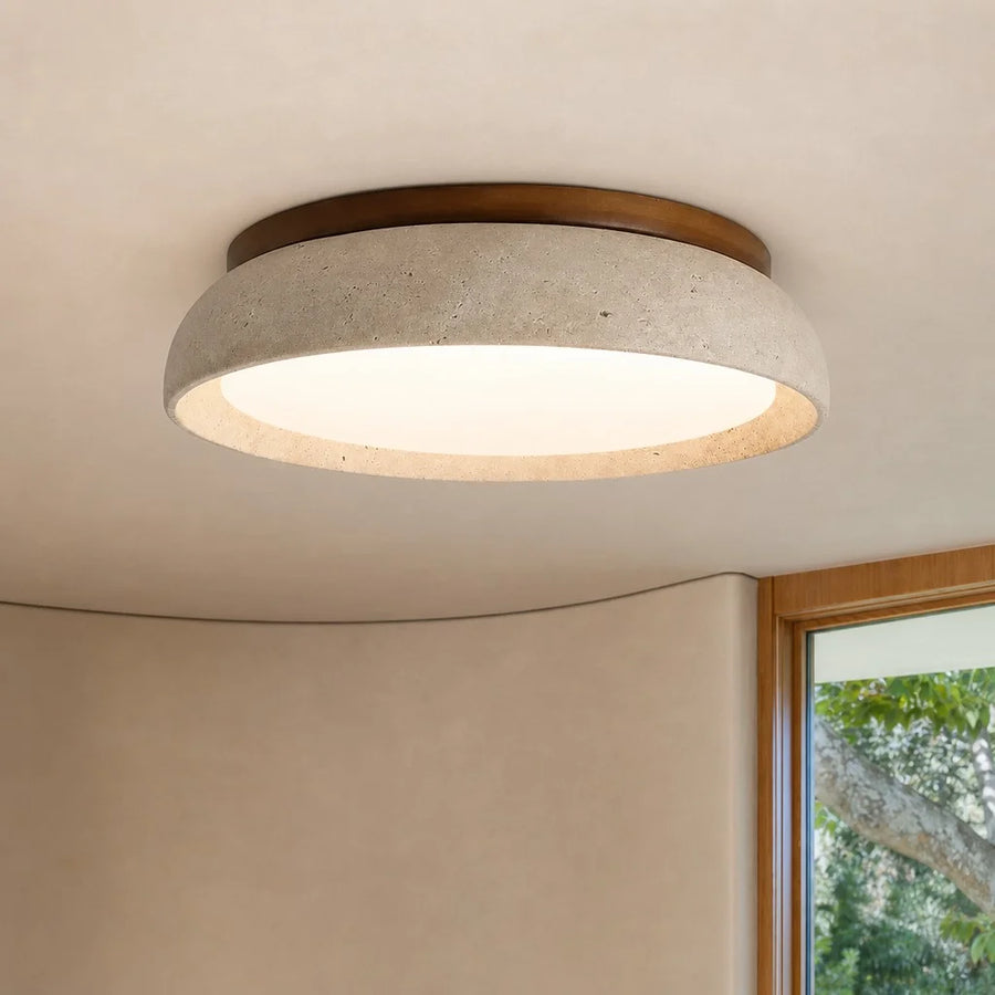 Veliana Wabi-Sabi Lampada da Soffitto Rotonda in Travertino