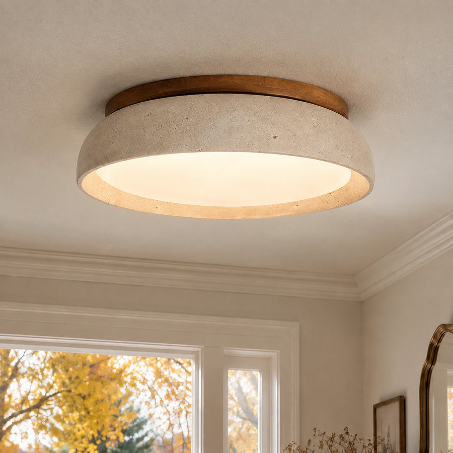 Veliana Wabi-Sabi Round Travertine Ceiling Light