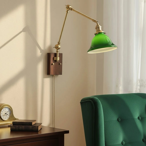 Virginia Vintage Brass Swing Arm Wall Lamp