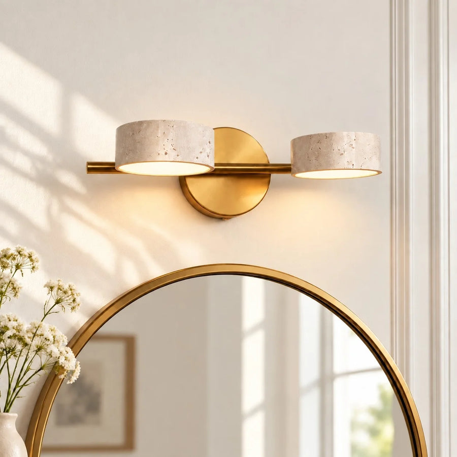 Aplique de parede LED Eleni Wabi-Sabi rotativo em travertino natural