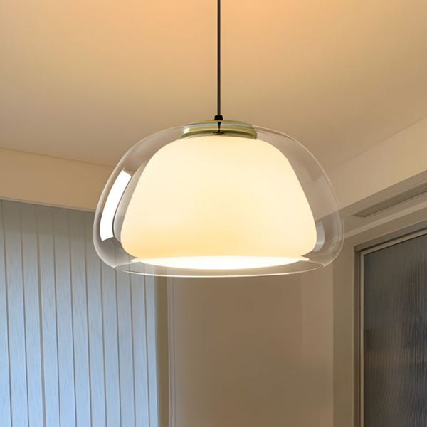 Lampada a sospensione in vetro a cupola cristallina Zephyra