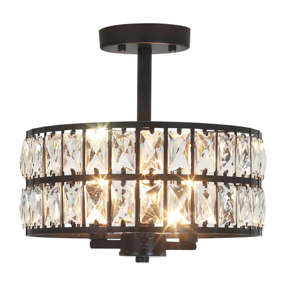Lampadario in cristallo a 6 luci grigio antracite - Stillorgan Decor